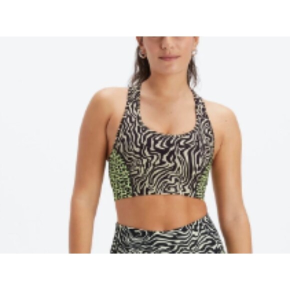 Fabletics NWT On-The-Go Medium Impact Sports Bra in Marbled Zebra Wavy Cheetah - Picture 4 of 5